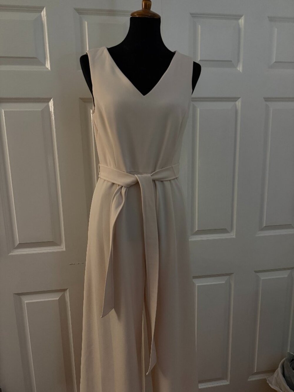 Calvin Klein Pink V-Neck Wide Leg Jumpsuit with Belt Size 8
